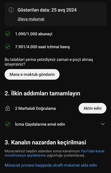 semkir ev alqi satqisi: Youtube Səyfəsi Satılır 1100 Abone Endrim Olacaq.Pul Kanal