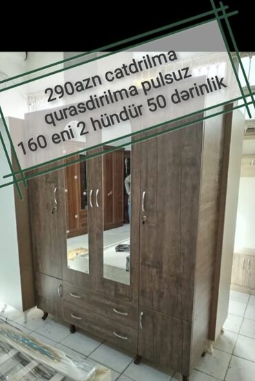 Dolablar: Yeni, Açılan, 4 qapılı Düz dolab, Qarderob, paltar dolabı, Azərbaycan — 16