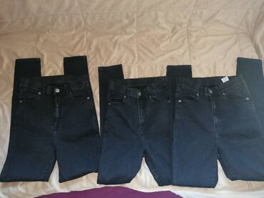 braon pantalone sa: Farmerke dr denim s a moze xs, visok struk,29 struk izmeren metrom