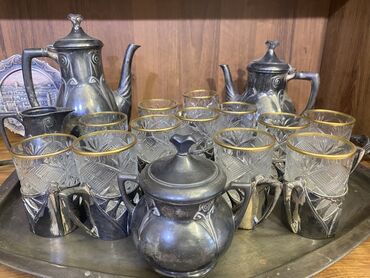 сервиз чайный: Çay dəsti, rəng - Boz, Metal, 12 nəfərlik