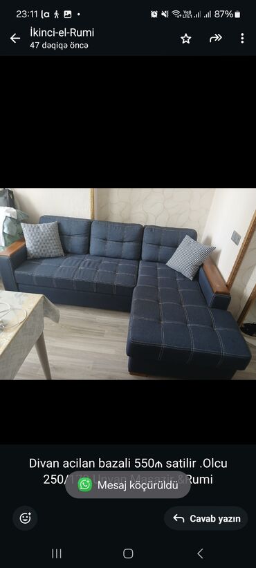 Divan və kreslo dəstləri: Künc divan, İşlənmiş, Açılan, Bazalı, Çatdırılma yoxdur