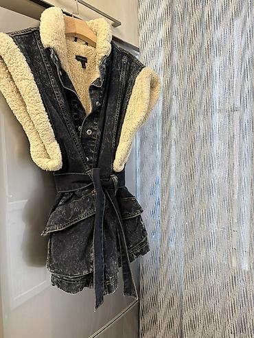 giyim: Qız uşaqları üçün dəriyə bənzər yuyulmuş qara denim — 1