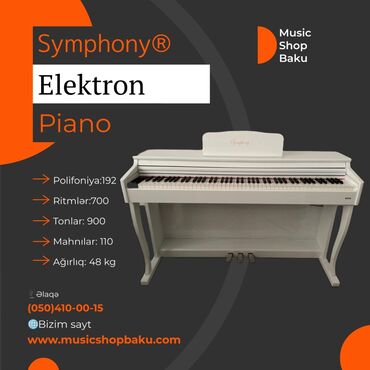 pedallı usaq masinlari: Symphony® elektron piano model: 808 •klaviş: 88 •polifoniya: 192