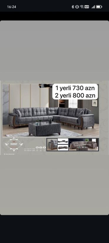 Divan və kreslo dəstləri: Yeni, Divan, 2 kreslo, Bazalı, Açılan — 7