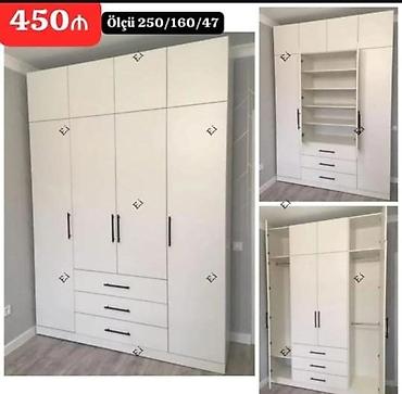 ucuz dolab: Ağ rəngli çoxfunksiyalı paltar şkafı - Ölçü: 250/160/47 — 1