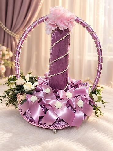 qurban bayramı xonca: Zərif bəzəkli nişan/xınayaxdı səbəti - Rəng: bənövşəyi-lilac — 1