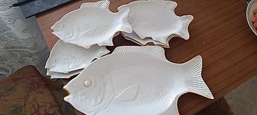 alat za tehnoplankton kupujemprodajem: Set porcelanskih tanjira u obliku ribe - Materijal: porcelan, bela — 1