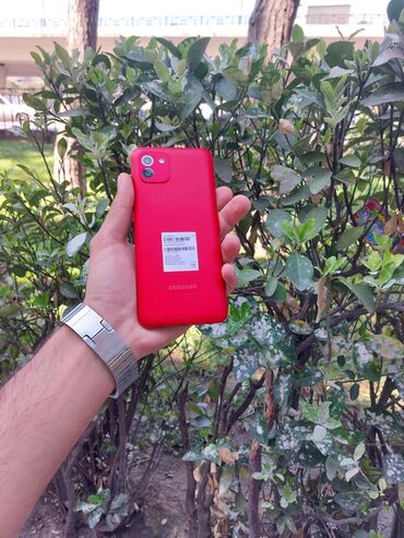 samsung islenmis telefonlar: Samsung Galaxy A03, 64 GB, rəng - Qırmızı, Düyməli, Face ID
