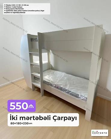 İki mərtəbəli çarpayı - Ölçülər: 80 × 180 × 230 sm - Rəng seçimi