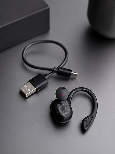 hp rtl8821ce: Одноухий Bluetooth-гарнитура с крючком за ухо + кабель зарядки — 1