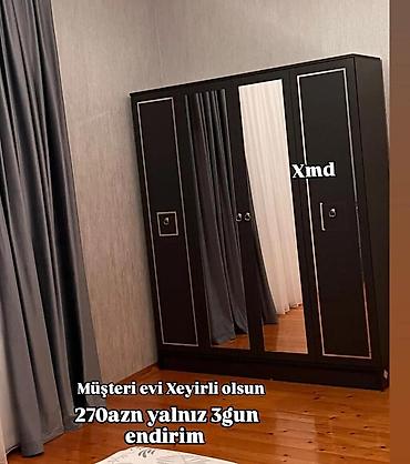 qara parca: Yeni, 3 qapılı, Güzgülü, Qara, Açılan, Düz dolab — 1