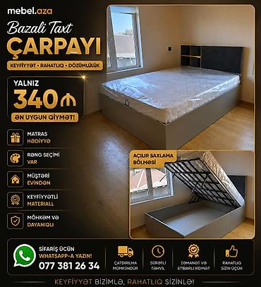 Çarpayılar: Yeni, İkinəfərlik çarpayı, Bazalı, Matras ilə, Siyirməsiz, Azərbaycan — 1