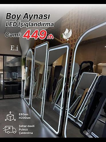 Güzgülər: Güzgü Döşəmə üstü, Düzbucaqlı, Makiyaj üçün, Arxa işıqlı — 1