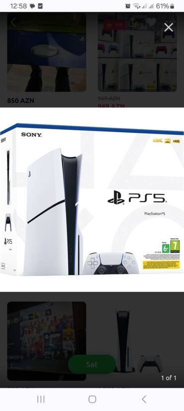 PS5 (Sony PlayStation 5): Pleysten teze 5 1 tb 910 manatdi nomreme