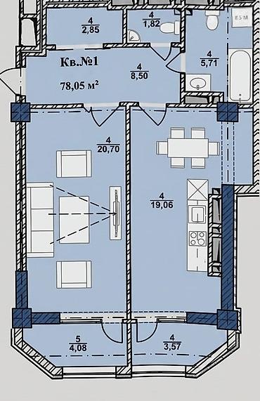 2 bedroom: 2 комнаты, 78 м², 12 мкр Элитка, 12 этаж, Евроремонт — 10
