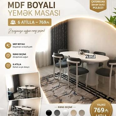 hinduşka əti qiyməti: MDF boyalı yemək masası və yumşaq stul dəstləri – zövqünüzə uyğun — 3