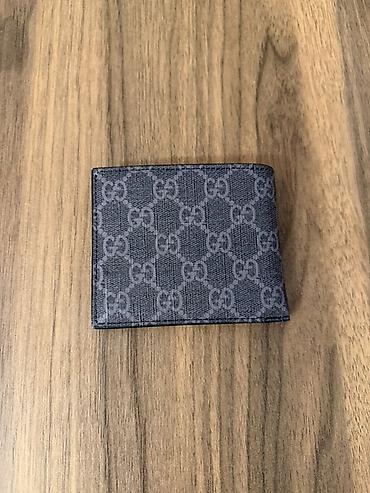 tebii deri: Gucci kişi pul qabı – GG Supreme naxışlı bifold model - Rəng: tünd — 3