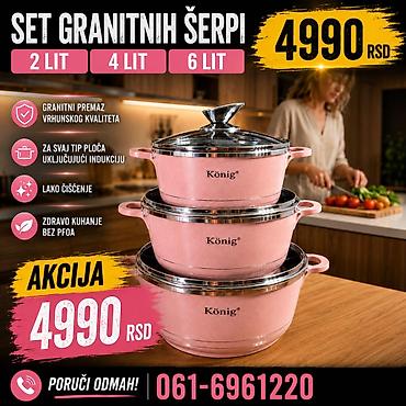 pec tea: Set granitnih šerpi König – 3 dela - Zapremine: 2 l, 4 l i 6 l - — 1