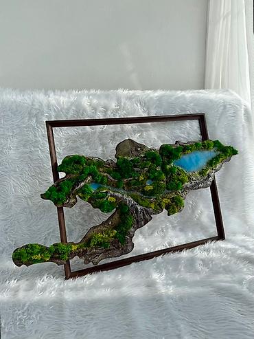 Декор и интерьер: Настенное панно Кыргызстан 🇰🇬 : 3D-ландшафт с подсветкой городов - — 2