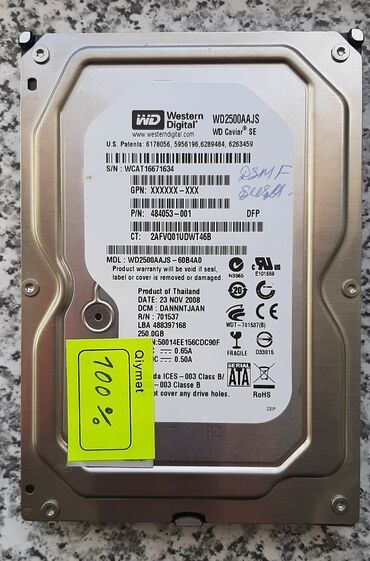 Принтеры: Personal kompüter üçün HDD - sərt disk - hard disk 250GB 100% HDD -