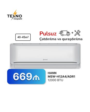 Kondisionerlər: Kondisioner 40-45 kv. m, Split sistem, Kredit yoxdur, Pulsuz quraşdırılma