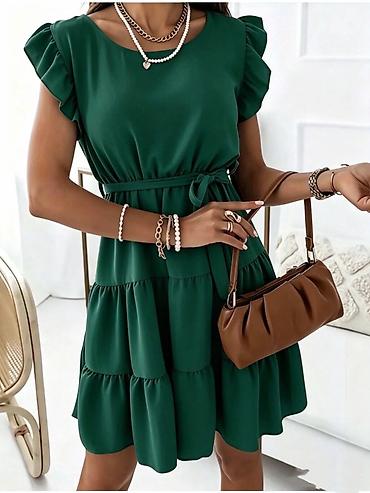 elegant draskovic: Ženska mini haljina s volanima i pojasom
2100 din 
S M L — 1