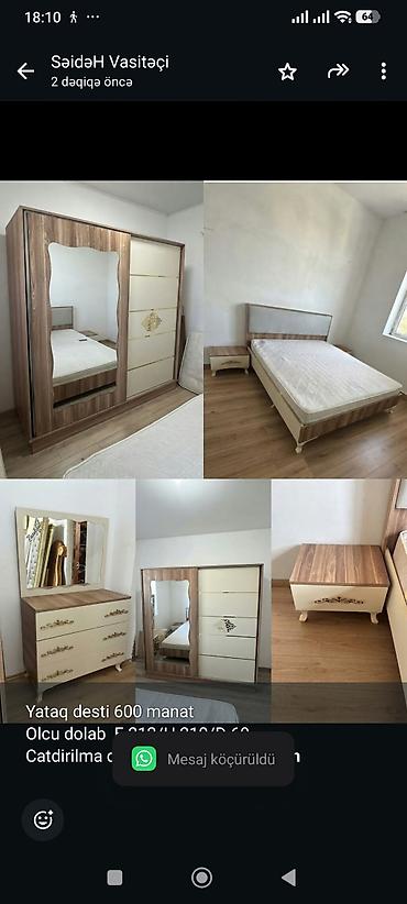 Yataq desti 600 manat Olcu dolab E 212/H 210/D 60. Catdirilma