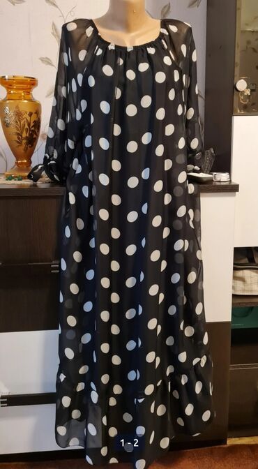 платье с косынкой: Вечернее платье, Длинная модель, Шелк, С рукавами, XL (EU 42)