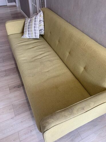 реставрация дивана после кошки: Түз диван, түсү - Жашыл, Колдонулган