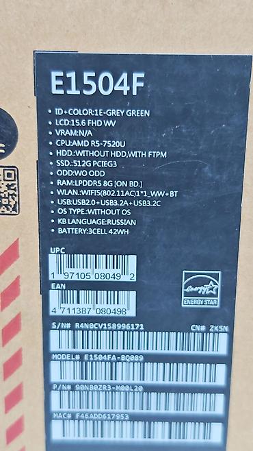 noutbook rtx: ASUS Vivobook (model: E1504F) noutbuk Asus Vivobook GO 15 Prosessor — 6