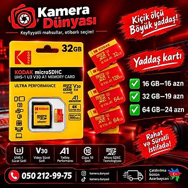 kamer: ✅Yadaş kartı ✅16 GB—16 azn ✅32 GB—19 azn ✅64 GB—25 azn Kodak microSD — 1