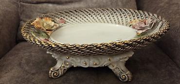 Samokatlar: - Porcelan dekorativ meyvə/qəlyanaltı qabı - Zərif əl işi dizayn: üst — 1