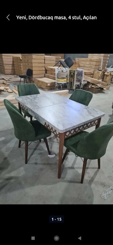 Masa və oturacaq dəstləri: Qonaq otağı üçün, Yeni, Açılmayan, Dördbucaq masa, 6 stul -da lalafo.az — 8 Masa və oturacaq dəstləri: Qonaq otağı üçün, Yeni, Açılmayan, Dördbucaq masa, 6 stul — 8