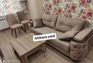 Qonaq otağı dəsti – divan, 2 ədəd stul və jurnal masası - Divan: 3