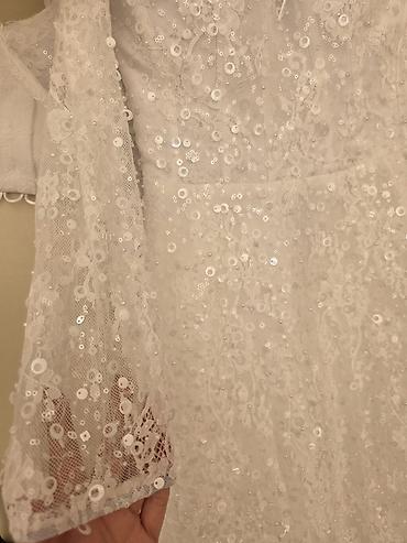 Toy paltarları və aksesuarları: Ağ gəlinlik – zərif krujeva və payet işləməli - Model: “off-shoulder” — 6