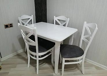 tek stolar: Mətbəx üçün, Yeni, Açılmayan, Dördbucaq masa, 4 stul — 3
