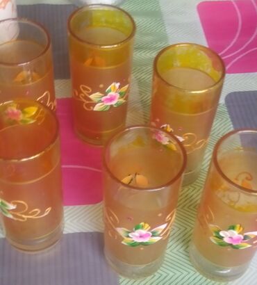Бытовая химия: Стаканы, цвет - Желтый, Стекло, Набор из 6 шт.