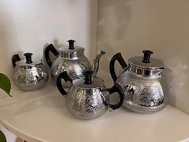 Qab-qacaq və mətbəx ləvazimatları: Çay dəsti, rəng - Gümüşü, Metal, 4 nəfərlik — 3