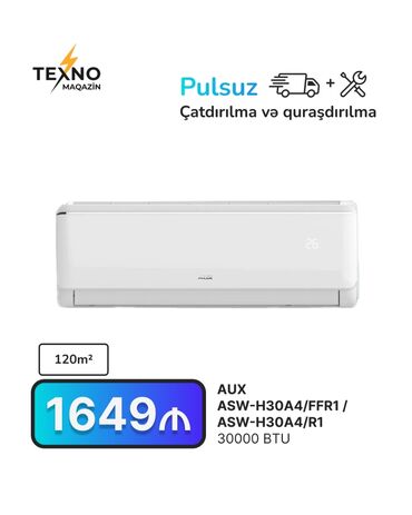 Kondisionerlər: Kondisioner AUX, 100-dən çox kv. m, Split sistem, Pulsuz quraşdırılma