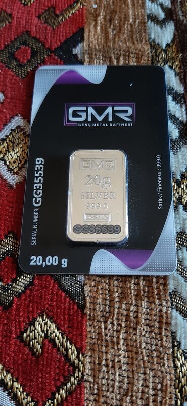 Digər zərgərlik əşyaları: GMR Gənc Metal Rafineri istehsalı olan 20 qramlıq 999.0 əyarlı gümüş