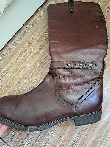 kupaci lindex: Kožne ženske čizme do kolena – braon, broj 37 - Materijal: spolja — 9