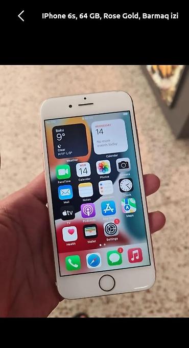 ipona dubay: IPhone 6s, 64 GB, Rose Gold, Barmaq izi — 3
