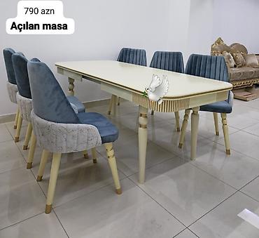 Qonaq otağı üçün, Yeni, Açılan, Dördbucaq masa, 6 stul