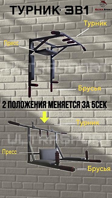 Турники и брусья: Турник, 3 в 1, Настенный, Новый, Самовывоз, Платная доставка — 8