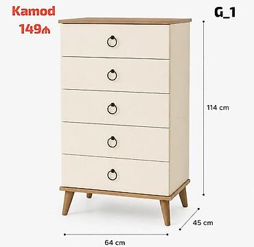 Komodlar: Kamod – G_1 modelləri - Model 1: 5 çekmecəli, krem rəngli, üst tabla — 1