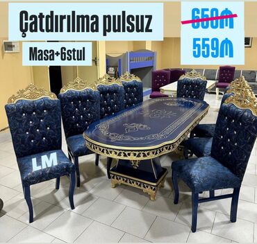 стол и табуретки для кухни: Овальный стол, Для гостиной, 6 персон