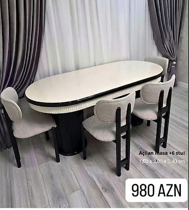 karta: Qonaq otağı üçün, Yeni, Açılan, Oval masa, 6 stul — 1