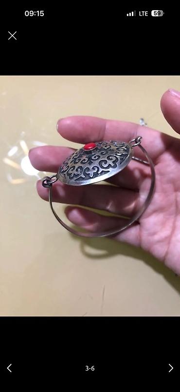 серебряный комплект с красными камнями: Продаю серебряные комплект украшений в этническом стиле: браслет — 3