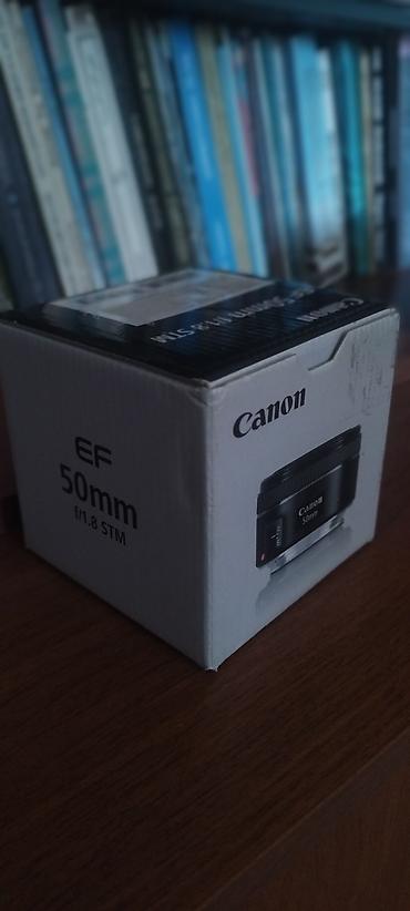 Canon EF 50mm f/1.8 STM obyektiv. Yenidir, istifadə edilməyib