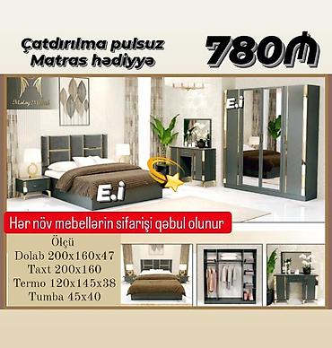 mebel termo: Yataq otağı mebel dəsti Tərkib: - Dolab: sürgülü qapılar, güzgülü — 1